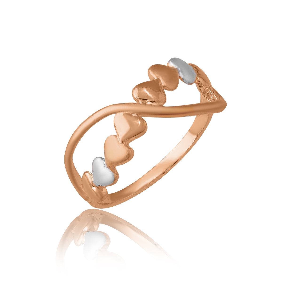 Golden Cascade Heart Ring