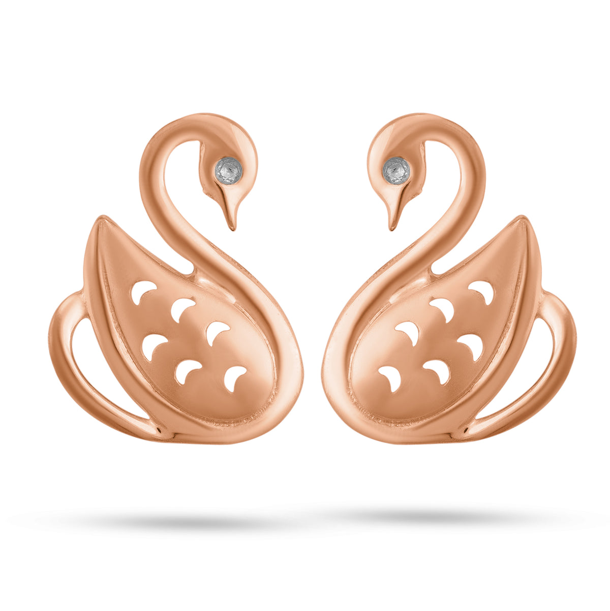 Graceful Swan Gold Studs