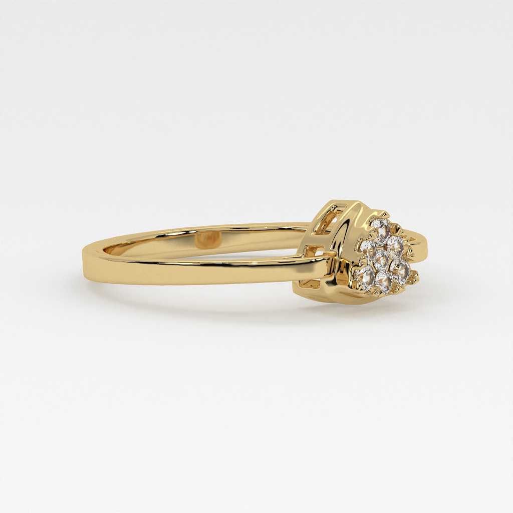 Trinity Heart Cluster Diamond Ring in 18K Yellow Gold