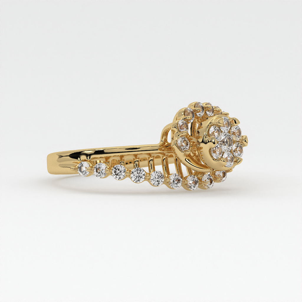 Radiant Halo Blossom Ring in 18K Yellow Gold