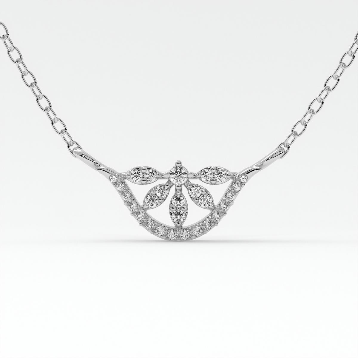 Floral Diamond Pendant Necklace – Rose, White & Yellow Gold