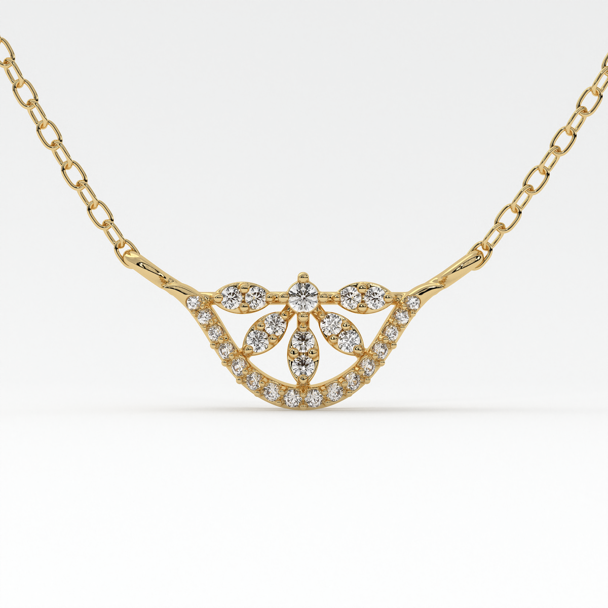 Floral Diamond Pendant Necklace – Rose, White & Yellow Gold