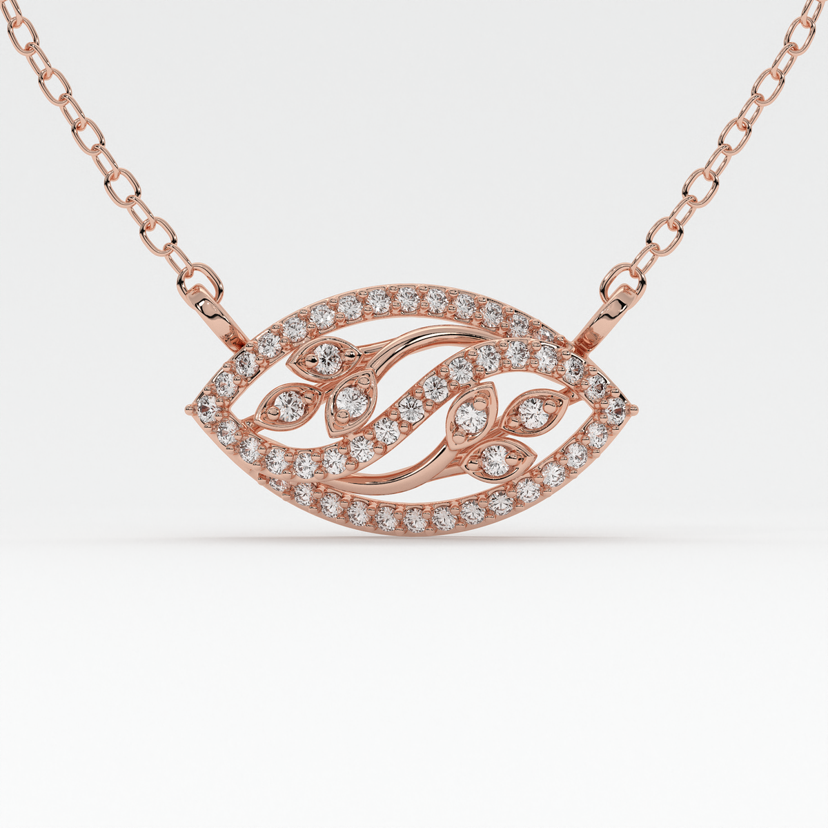 Ethereal Leaf Motif Diamond Mangalsutra in Gold, Rose Gold & White Gold