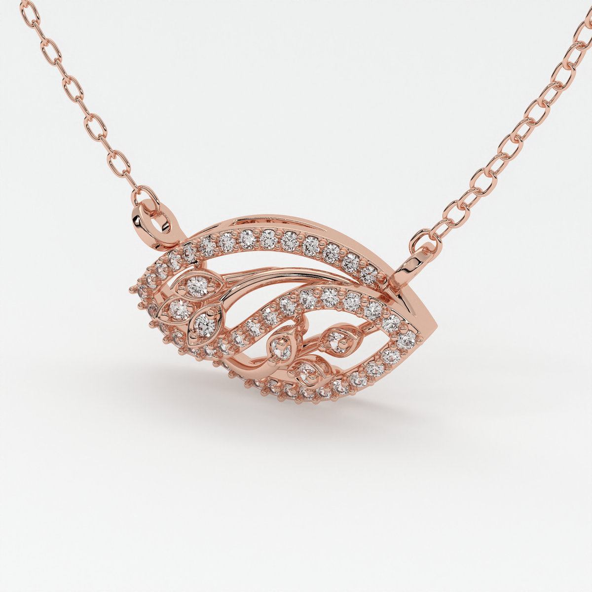 Ethereal Leaf Motif Diamond Mangalsutra in Gold, Rose Gold & White Gold