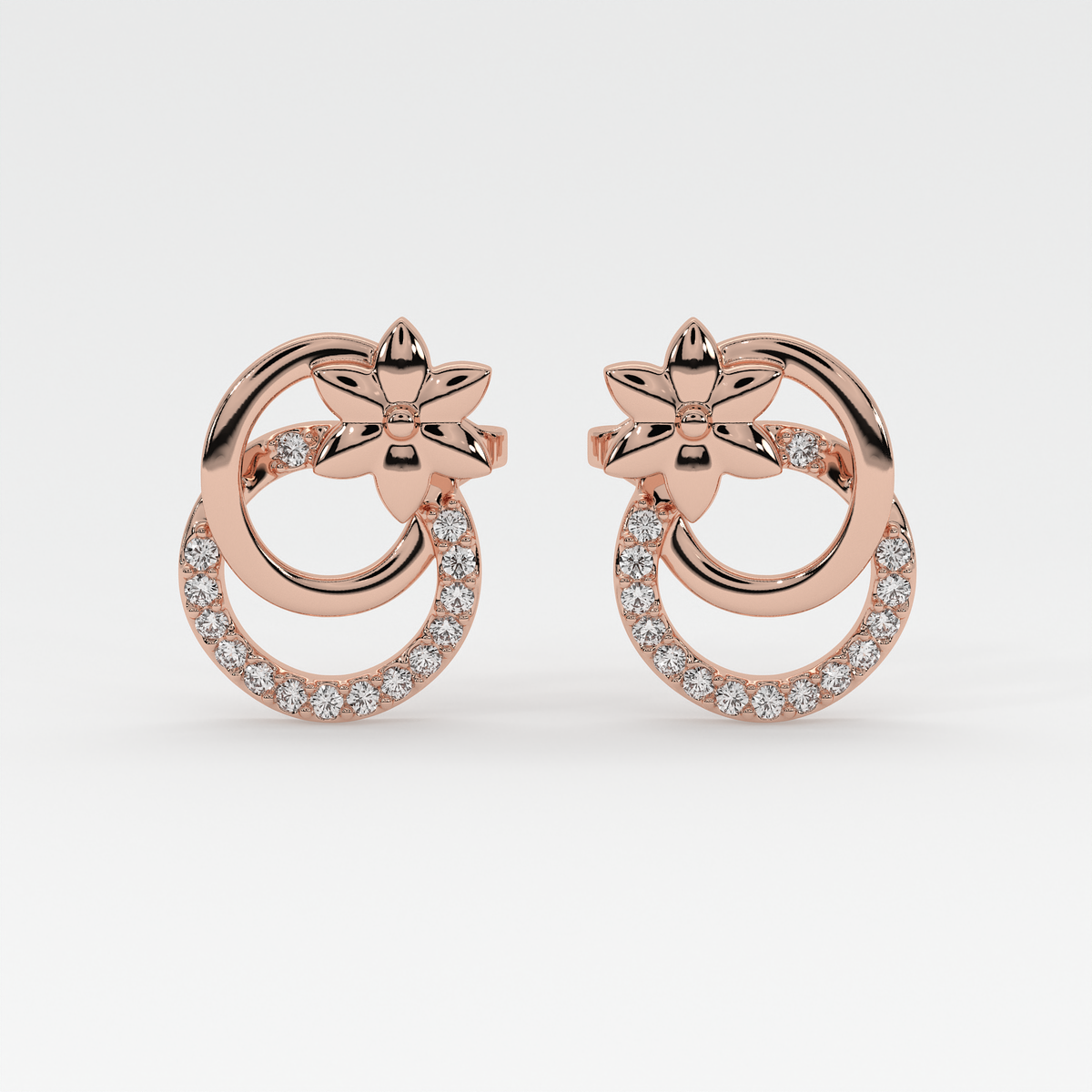 Blossom Halo Rose Gold Earrings