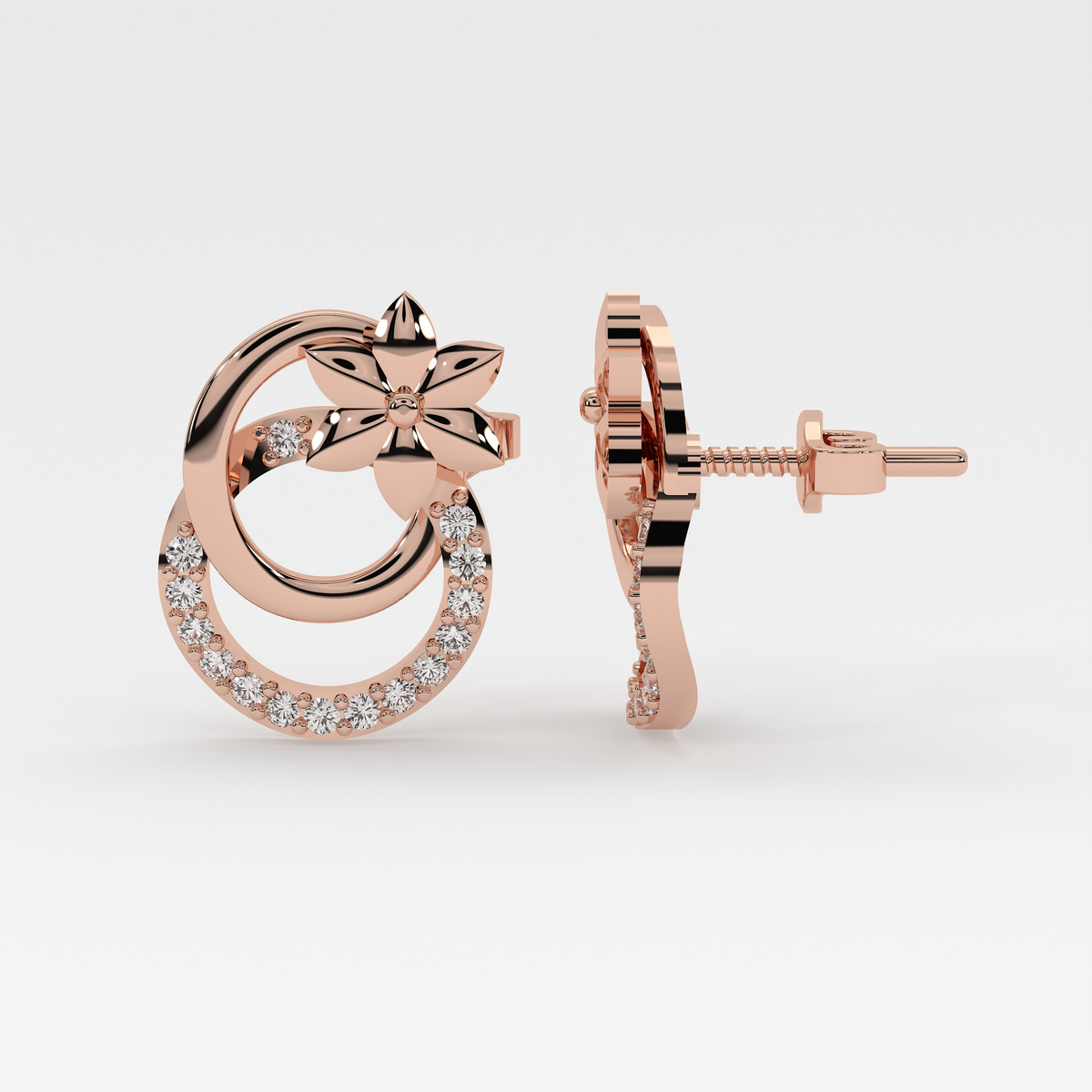 Blossom Halo Rose Gold Earrings